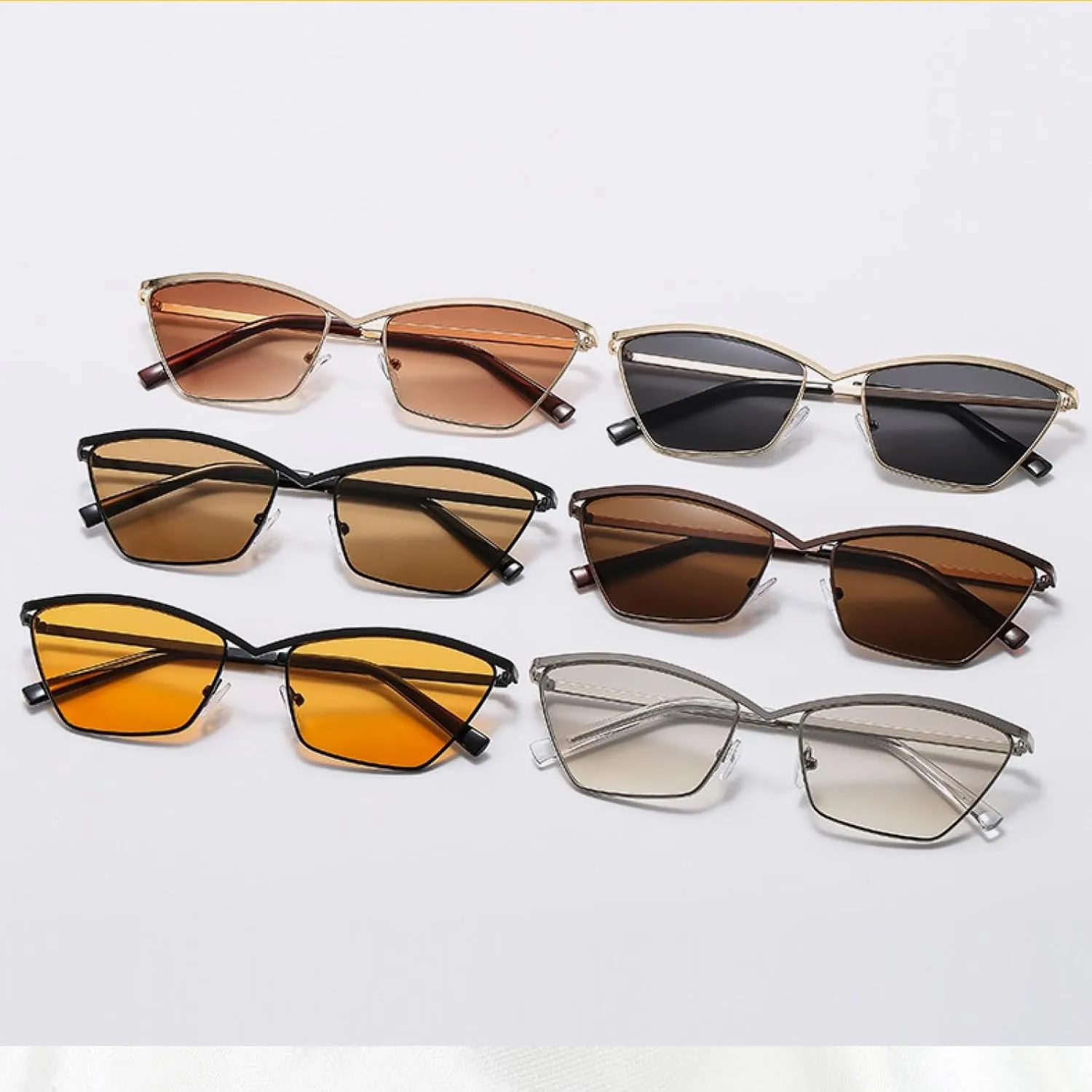 Senior Metal Fashion Cat Eye Sunglasses Women Luxury Trend Vintage Punk Travel Driving Shades Uv400