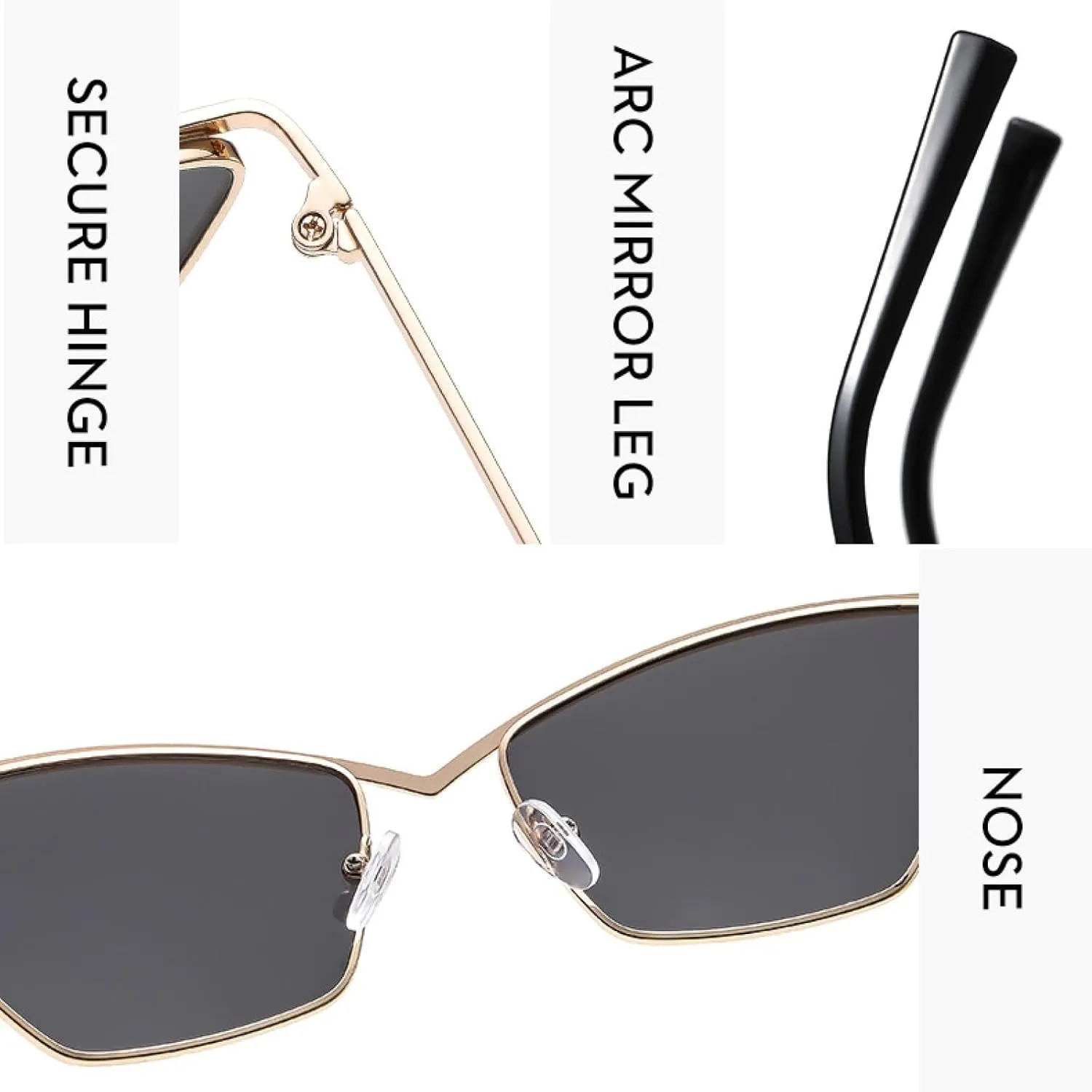 Senior Metal Fashion Cat Eye Sunglasses Women Luxury Trend Vintage Punk Travel Driving Shades Uv400