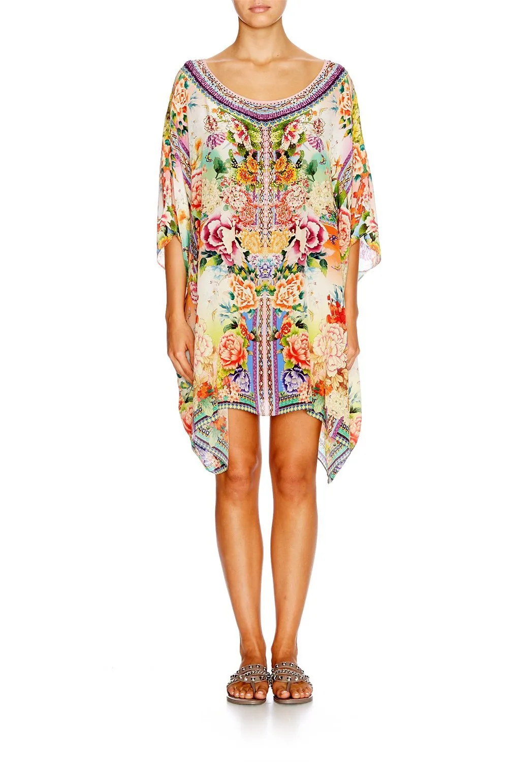 SHORT ROUND NECK KAFTAN FLOWER HOUR