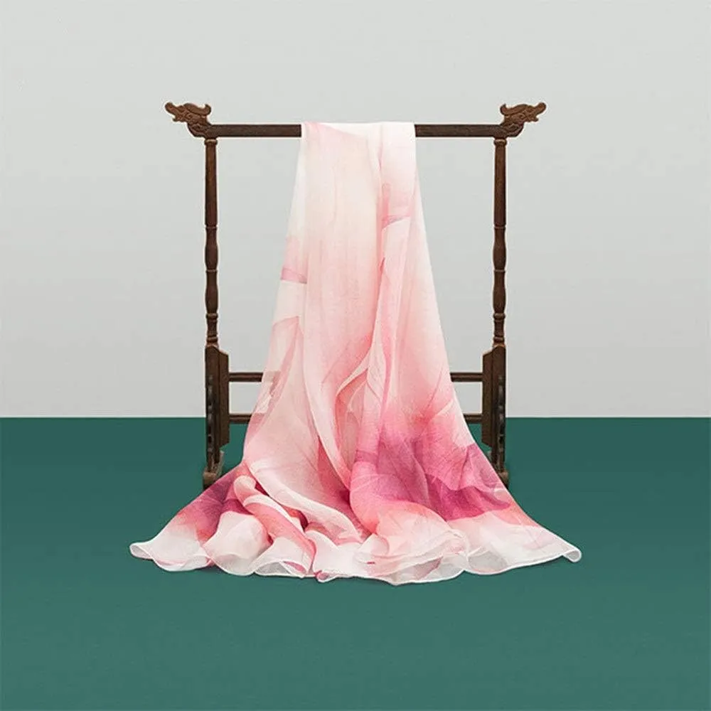 Square Large Neck Scarf Woman's Silk Scarf Digital Printed Neck Scarf Spring Breathable Chiffon Shawl Lightweight