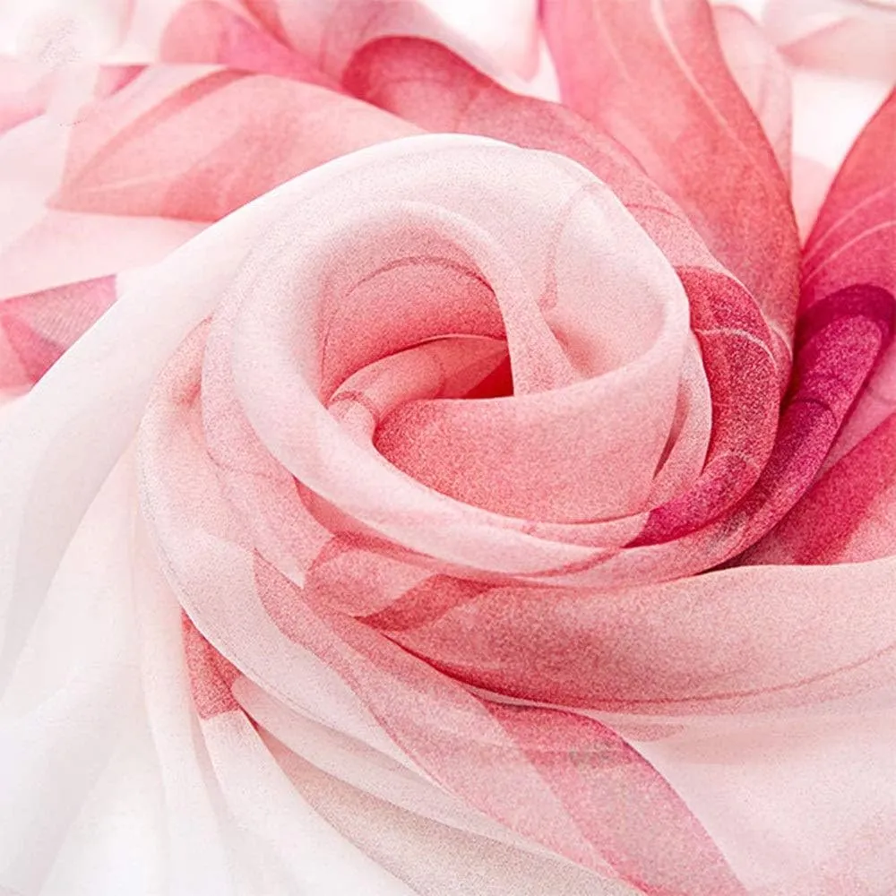 Square Large Neck Scarf Woman's Silk Scarf Digital Printed Neck Scarf Spring Breathable Chiffon Shawl Lightweight