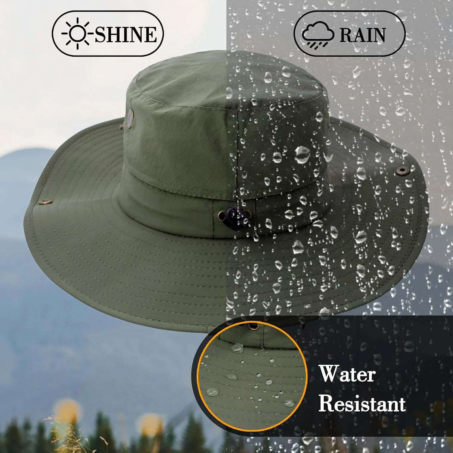 Sun Hat for Men Women UPF 50  Fishing Hat Wide Brim Bucket Hat with UV Protection Summer Hat for Hiking, Beach, Safari