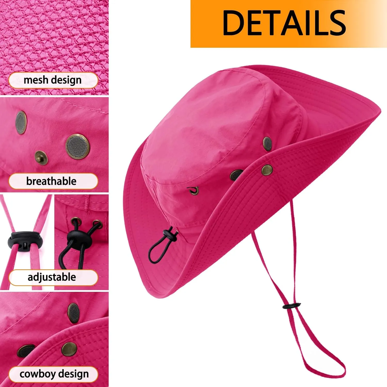 Sun Hat for Men Women UPF 50  Fishing Hat Wide Brim Bucket Hat with UV Protection Summer Hat for Hiking, Beach, Safari