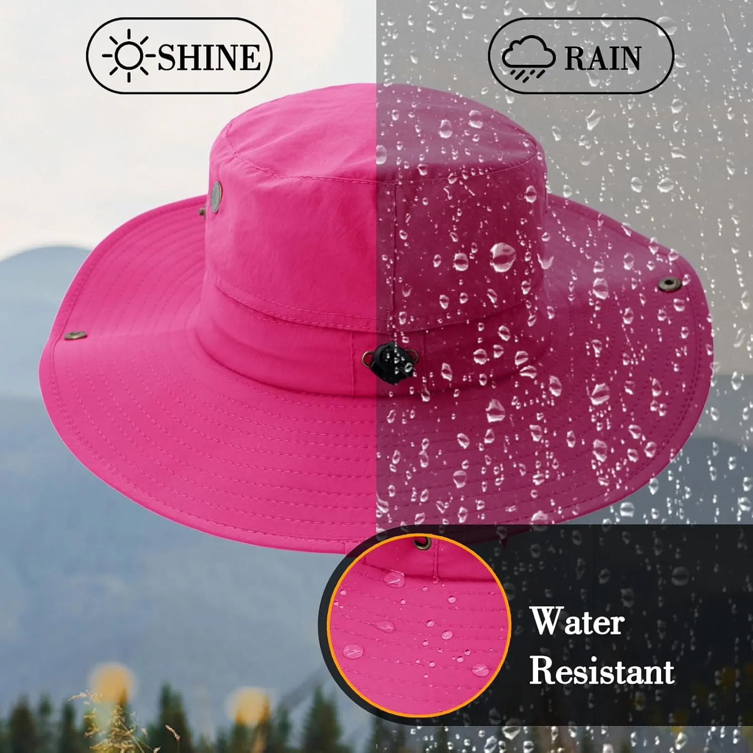 Sun Hat for Men Women UPF 50  Fishing Hat Wide Brim Bucket Hat with UV Protection Summer Hat for Hiking, Beach, Safari