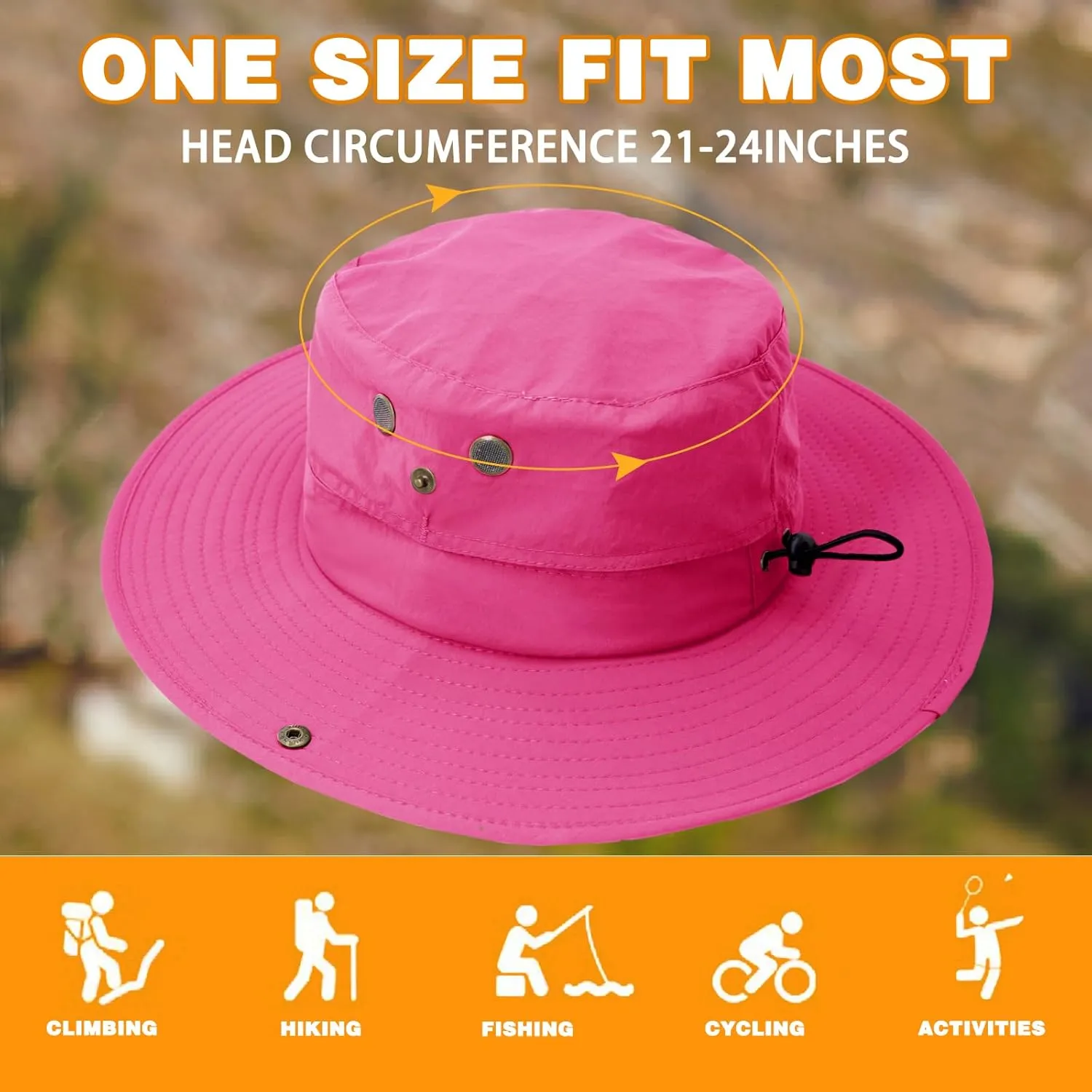 Sun Hat for Men Women UPF 50  Fishing Hat Wide Brim Bucket Hat with UV Protection Summer Hat for Hiking, Beach, Safari
