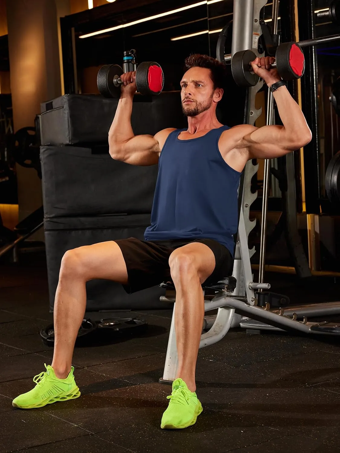 TACVASEN Men's Tank Top Cotton Moisture Wicking Muscle Shirt Summer Sleeveless Shirts Gym Workout Tank