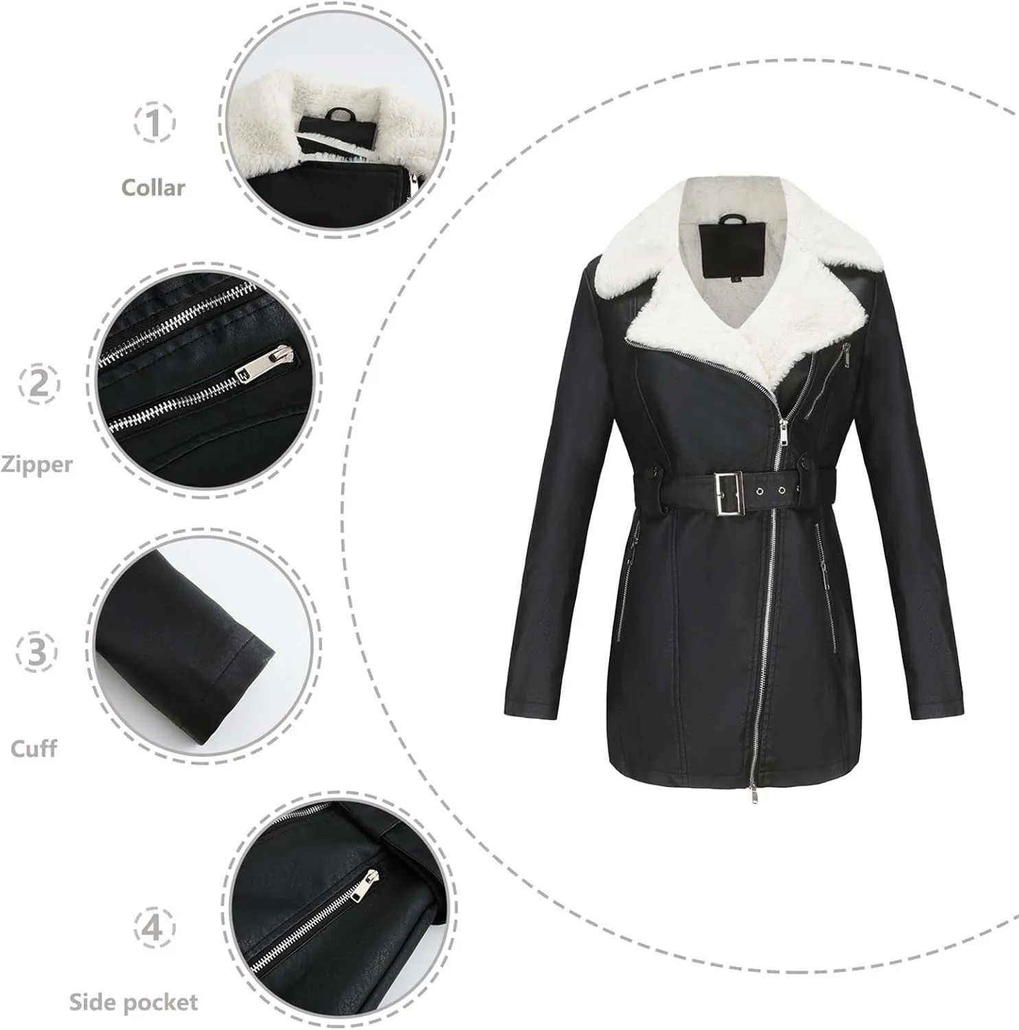 Trench Coat Trendy Oversized Zip Overcoats With Belt, Jacket Coat Trendy Oversized Zip Overcoats With Belt