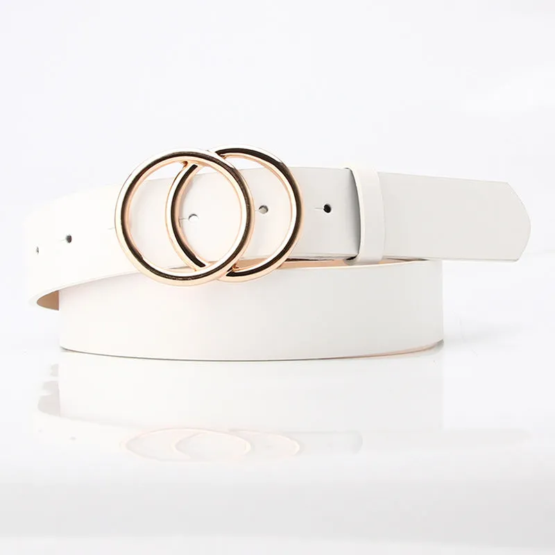 Trendy style versatile women's wide belt student sweater coat decorative belt round buckle superimposed casual pants belt