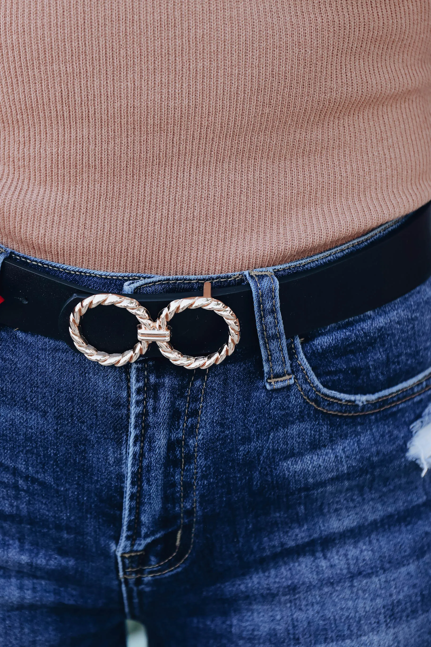Twisted Double Circle Belt - Black