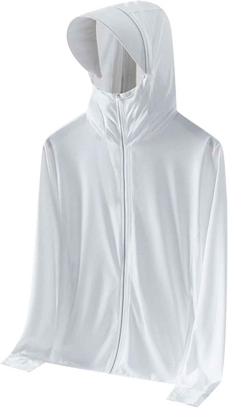 Unisex UPF 50  Light Jacket Full Zip Sun Protection Hoodie Long Sleeve Sun Shirts UV Fishing Hiking Athletic Running Outwear