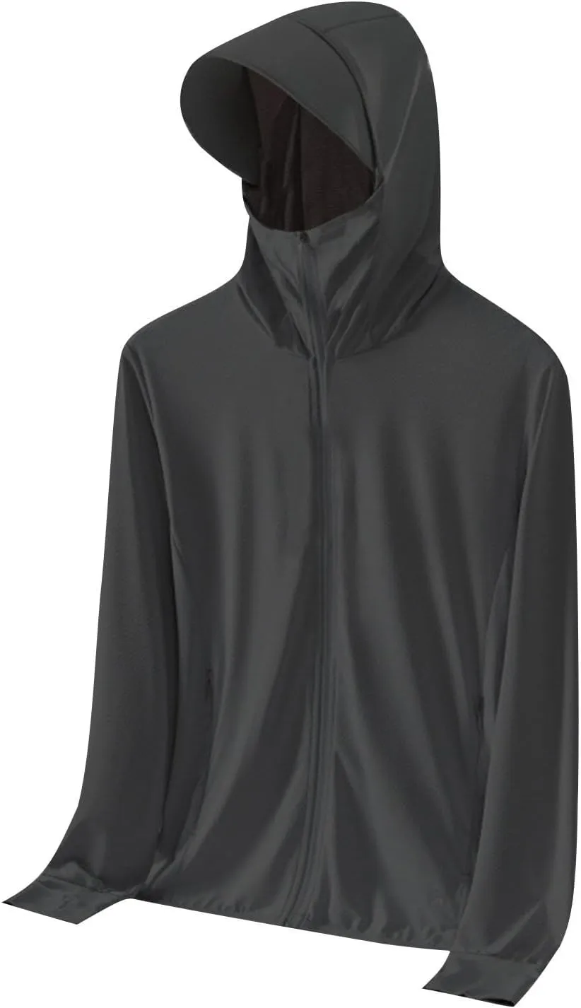 Unisex UPF 50  Light Jacket Full Zip Sun Protection Hoodie Long Sleeve Sun Shirts UV Fishing Hiking Athletic Running Outwear