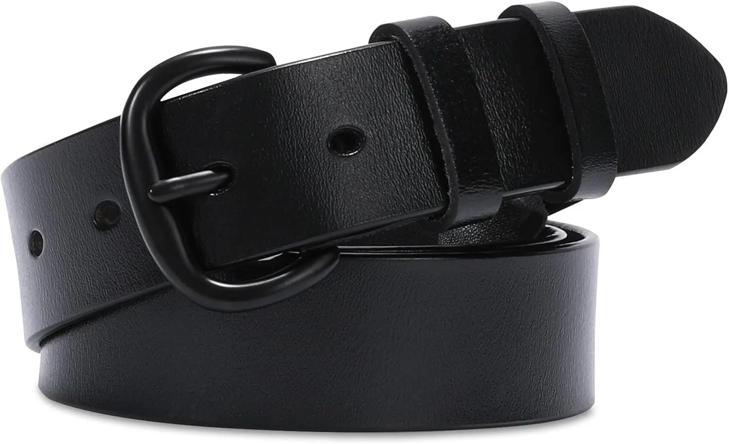 WHIPPY Women Leather Belt for Jeans Pants Dresses Black Ladies Waist Belt with Pin Buckle