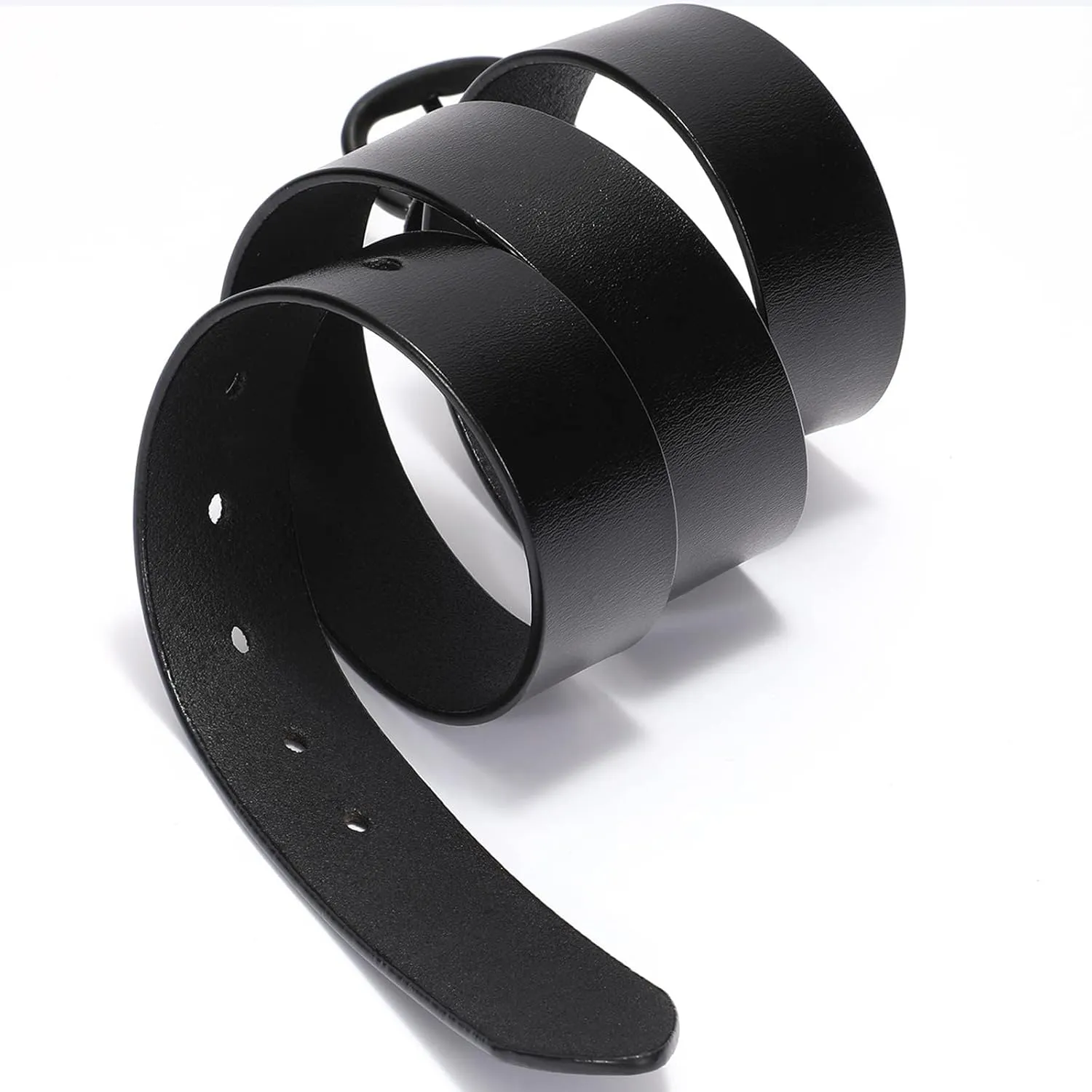 WHIPPY Women Leather Belt for Jeans Pants Dresses Black Ladies Waist Belt with Pin Buckle