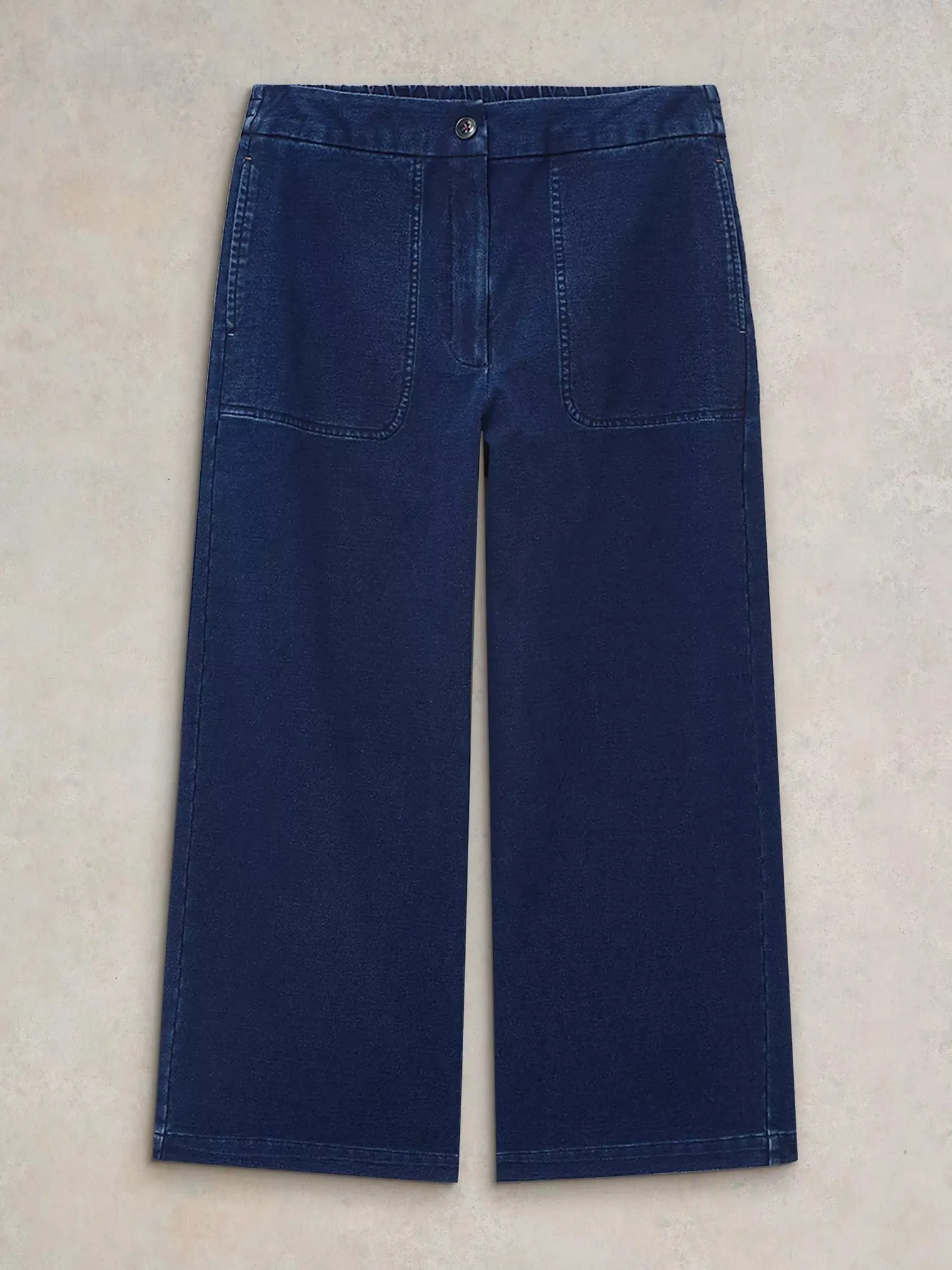White Stuff Belle Jersey Wide Leg Crop in Dark Denim