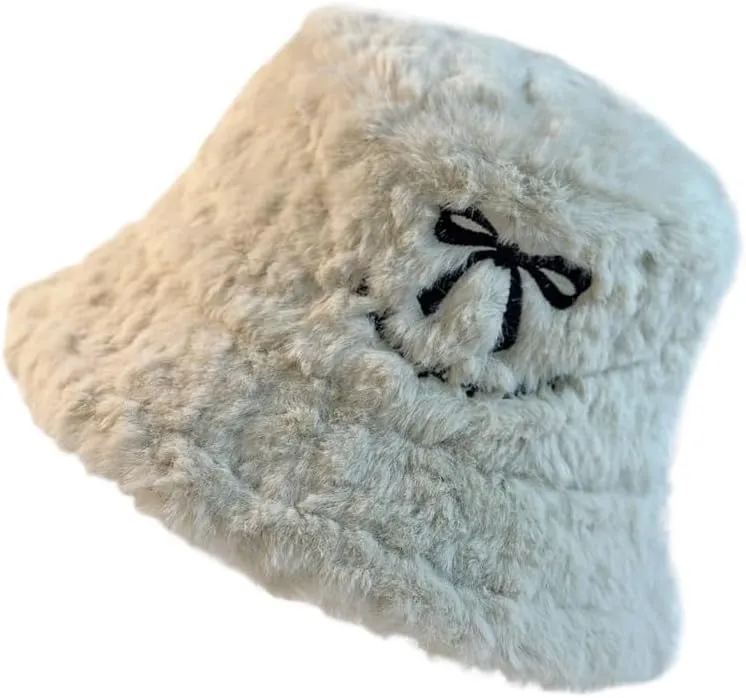 Winter Fisherman's Hat Foldable Warm Cold Hat Butterfly Knot Velvet Hat Pot Hat