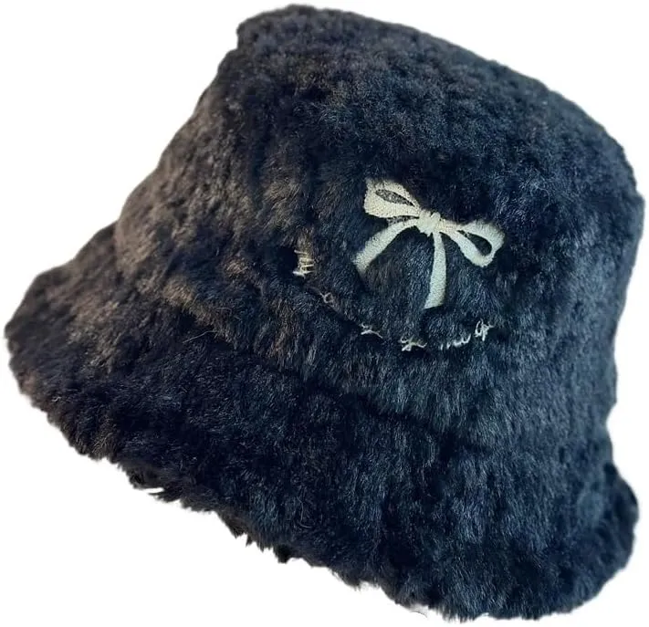 Winter Fisherman's Hat Foldable Warm Cold Hat Butterfly Knot Velvet Hat Pot Hat