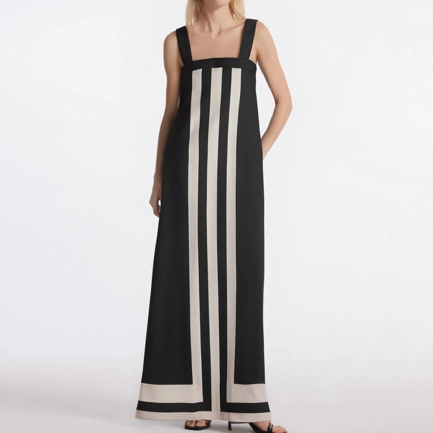 Women Boho Floral Dress Summer Color Block Maxi Beach Vacation Overall Dress Coverups Sleeveless Tank Dress