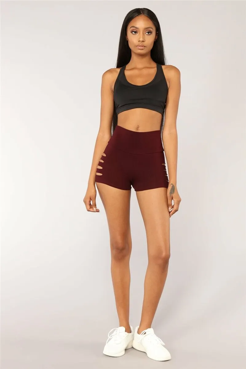 Women Hollow Out Gym Shorts Pants