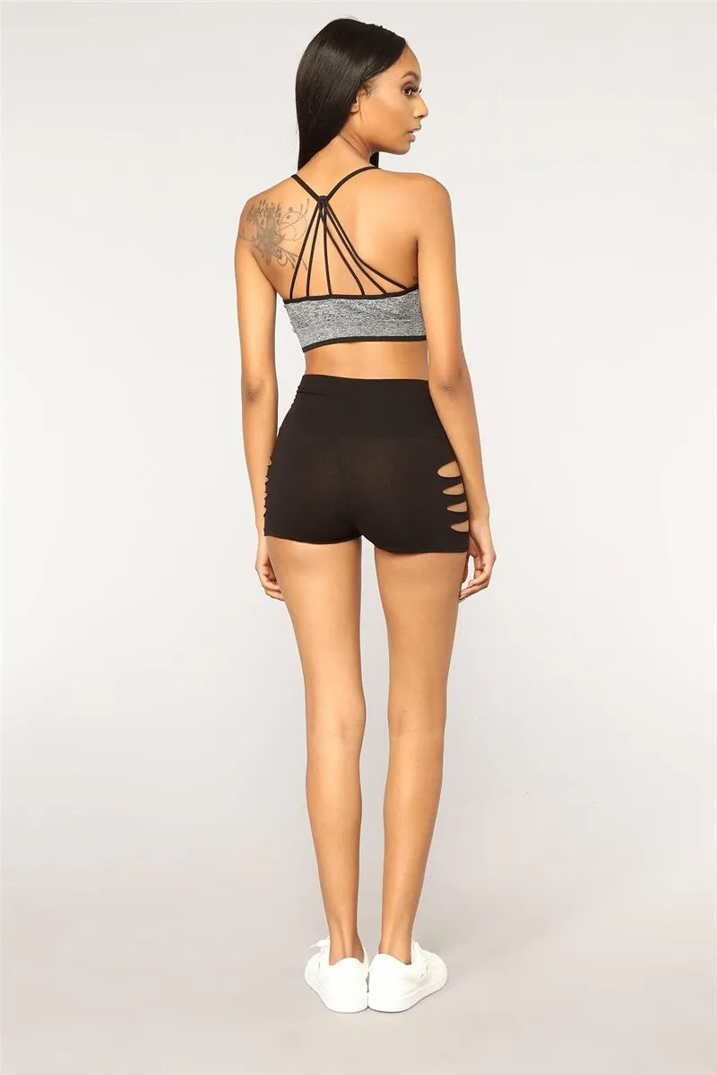 Women Hollow Out Gym Shorts Pants