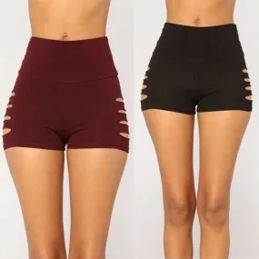 Women Hollow Out Gym Shorts Pants
