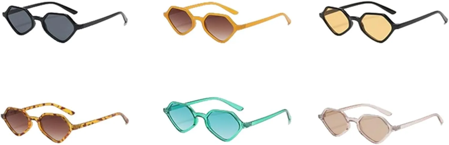 Women Rhombus Clear Green Sun Glasses Irregular Vintage Small Frame Goggle Uv400