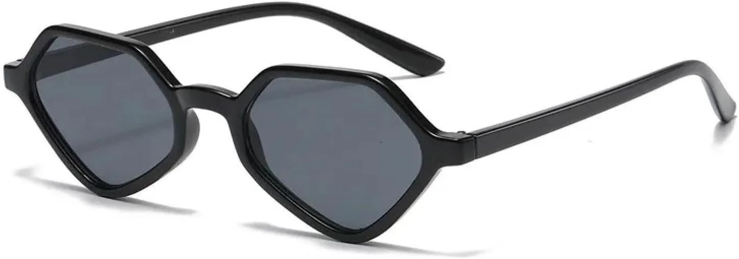 Women Rhombus Clear Green Sun Glasses Irregular Vintage Small Frame Goggle Uv400