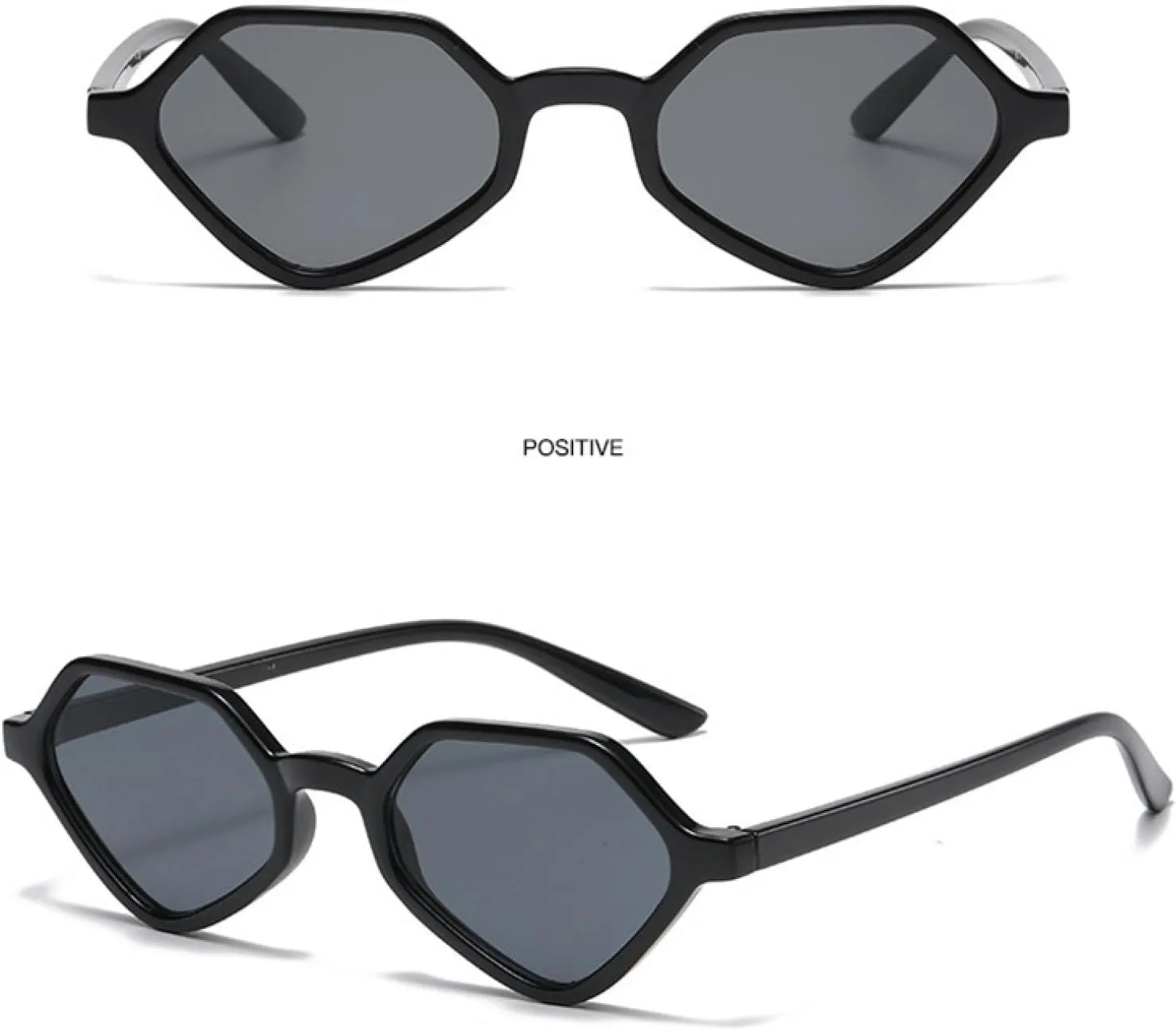 Women Rhombus Clear Green Sun Glasses Irregular Vintage Small Frame Goggle Uv400
