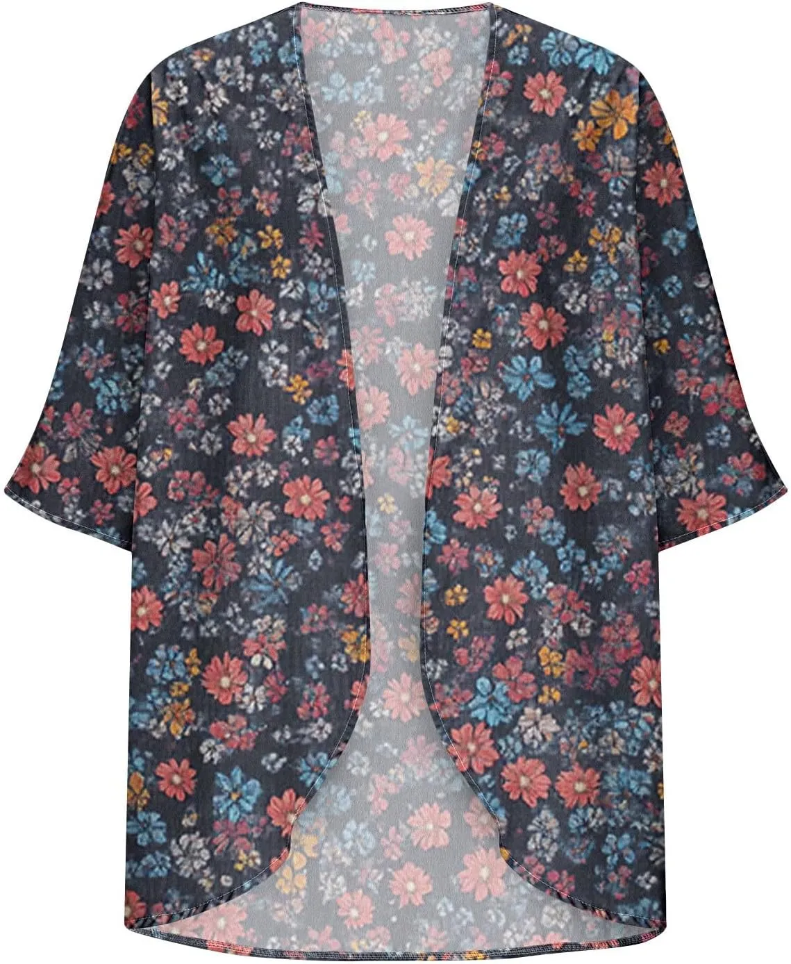 Women's Beach Cover Up Chiffon Kimono Cardigan Flroal Bathing Suit Cover Up Shirt Blouse for Summer Swimwear Coverups