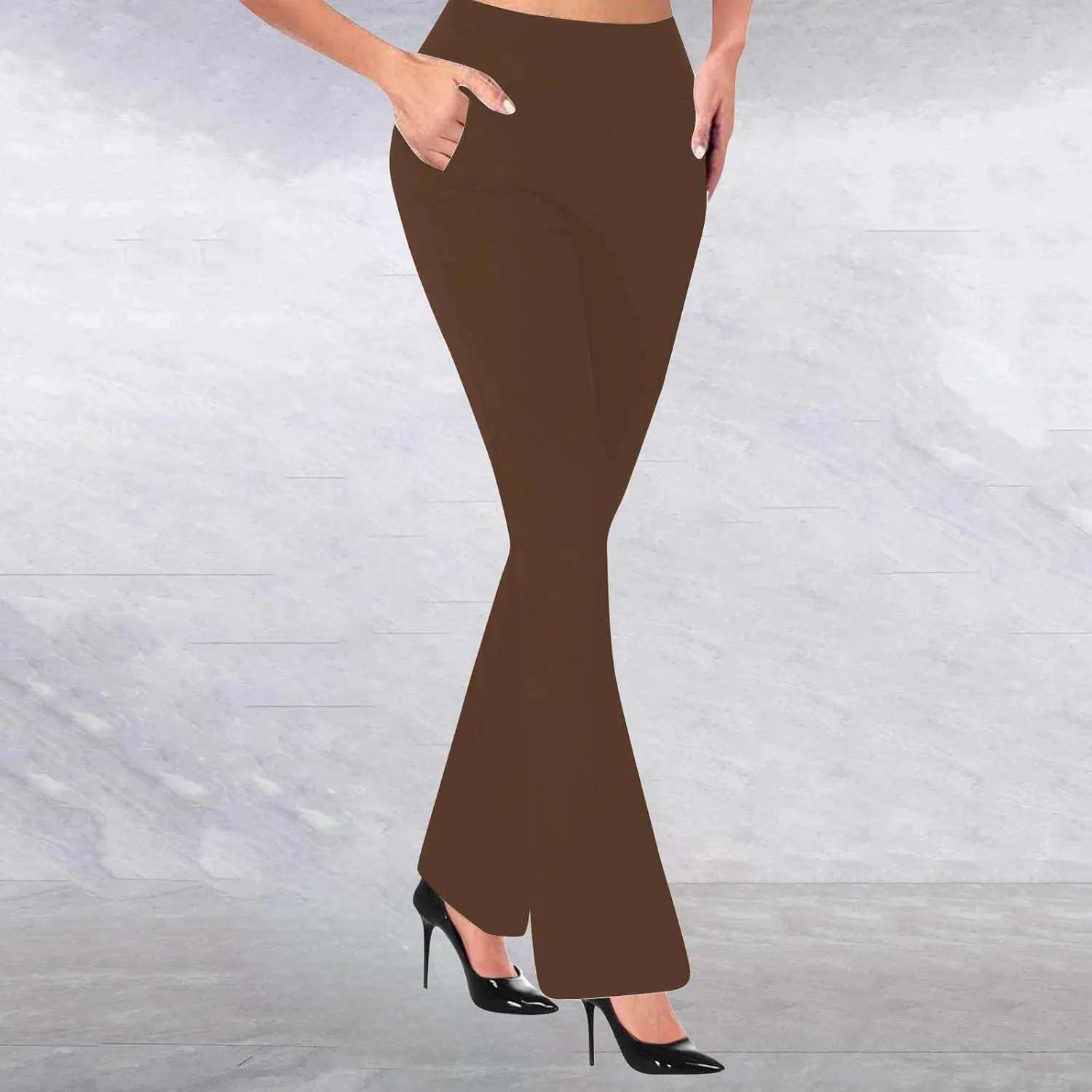 Womens Bootcut Dress Pants Business Casual Work Pants with Pockets High Waist Stretchy Trousers Pull On Office Slacks