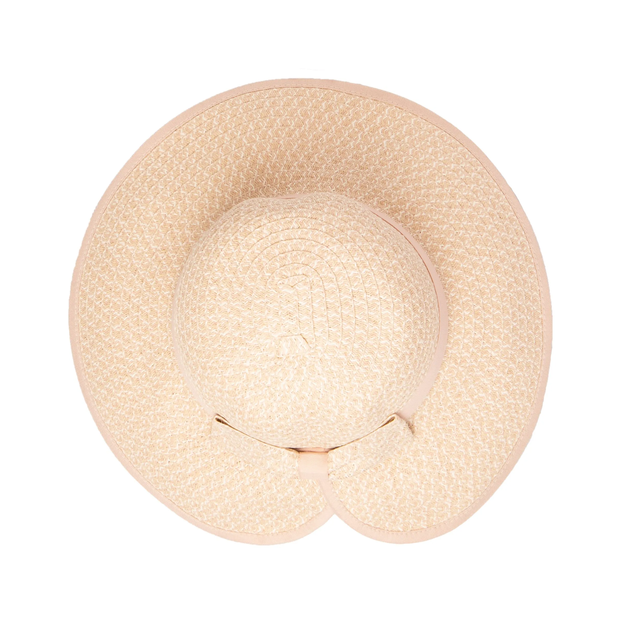 Women's Contrasting Edged Sun Brim Hat with Back Bow
