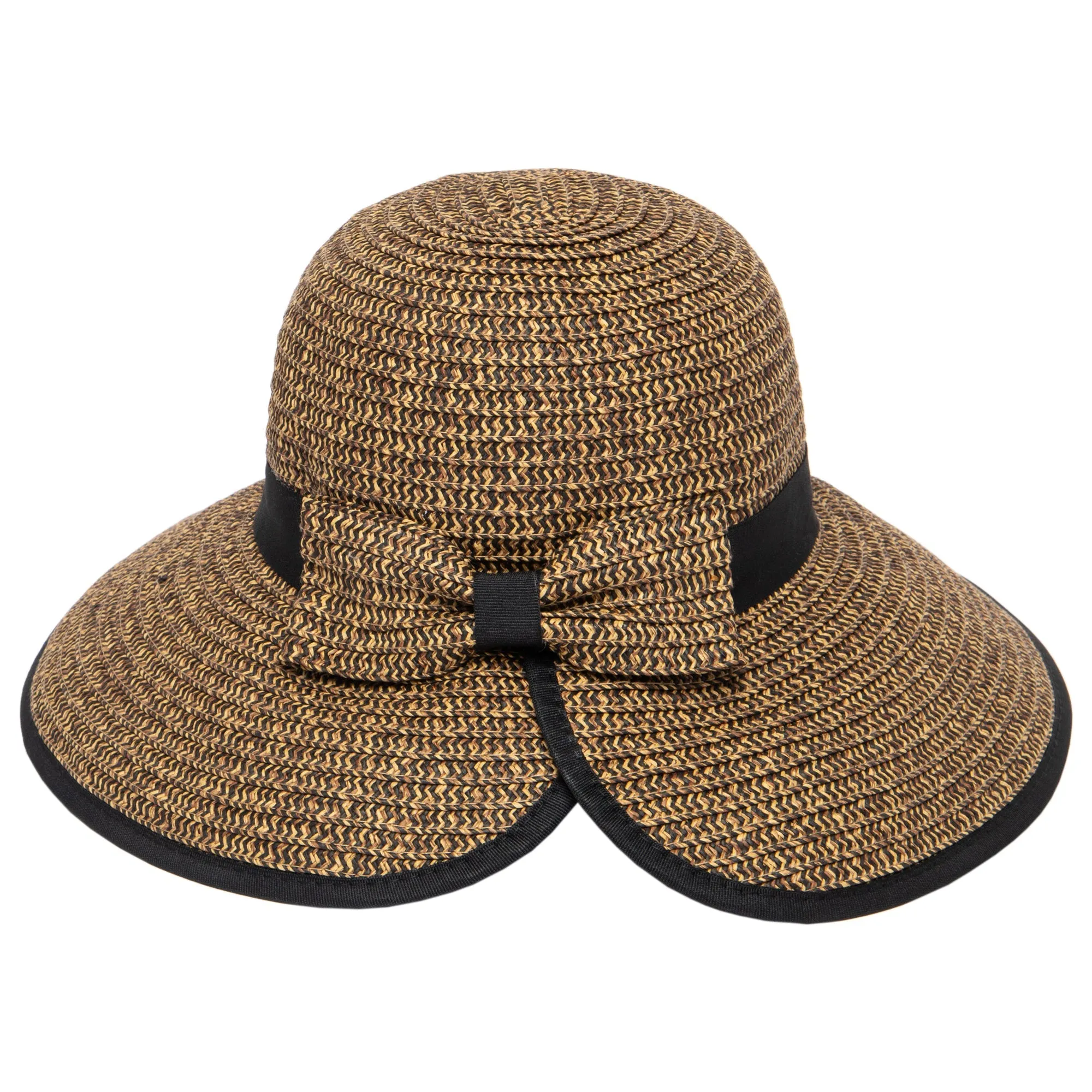 Women's Contrasting Edged Sun Brim Hat with Back Bow