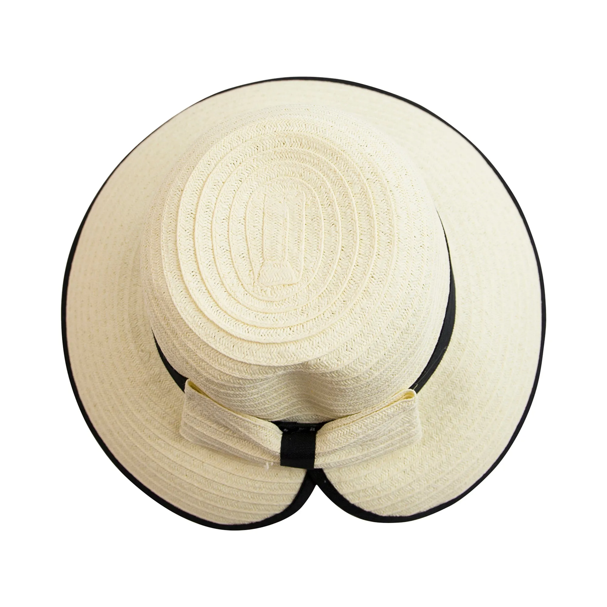 Women's Contrasting Edged Sun Brim Hat with Back Bow