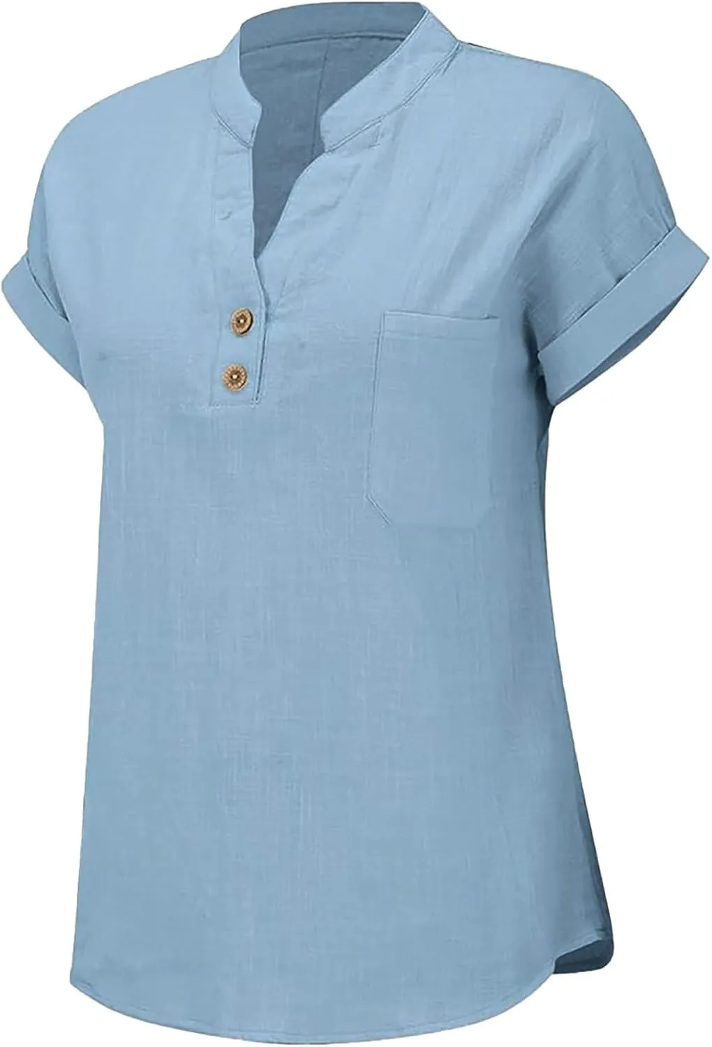 Womens Cotton Gauze Tops Linen Summer Blouses V Neck Short Sleeve Shirts Dressy Casual Tunics Beach Vacation Clothing