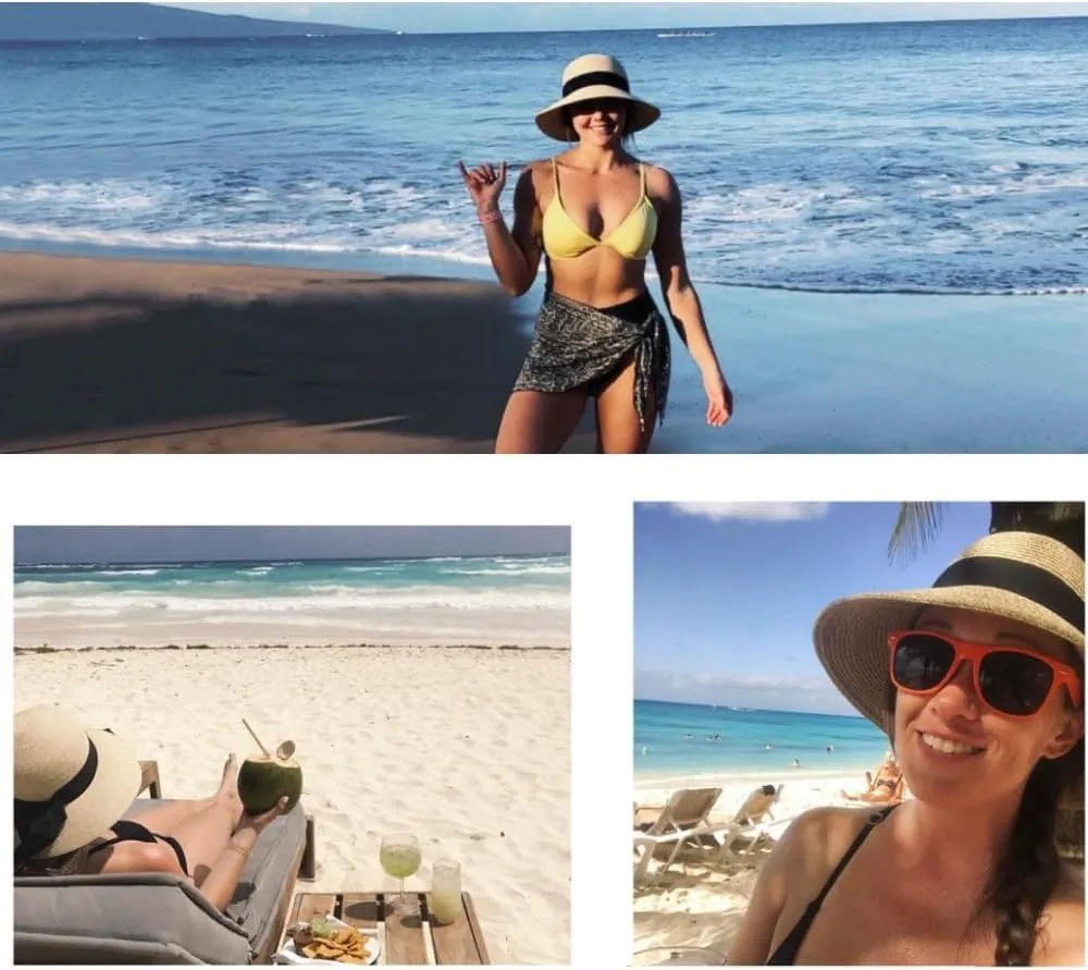 Womens Floppy Beach Sun Straw Hat Foldable Travel Wide Brim Summer Bucket Hat UPF 50 