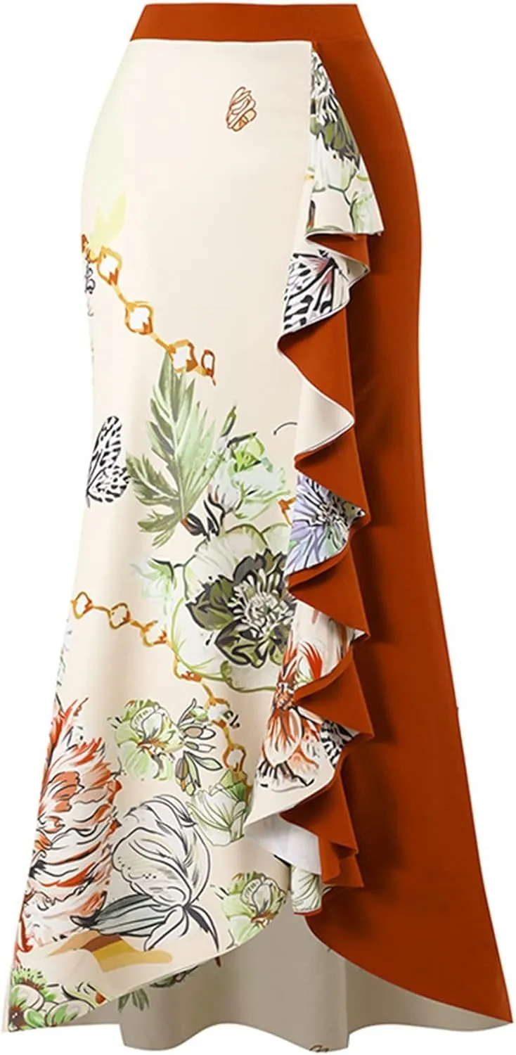 Womens One Piece Swimsuit with Beach Cover Up Wrap Skirt Sarong Retro Floral Print Bikini Set Two Piece Bathing Suit