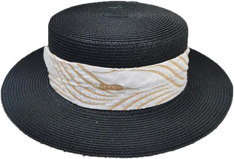 Women's Outdoor Foldable Sun Hat Beach Travel Flat Top Straw Hat Boater Summer Fedoras Wide Brim Sunhats