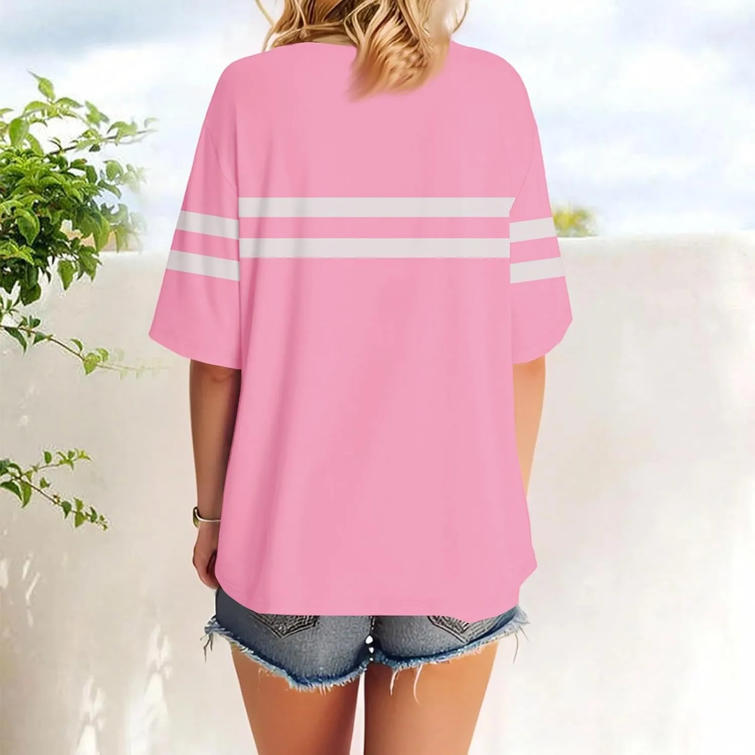 Womens Oversized Striped T Shirts Loose Fit Crewneck Short Sleeve Tops Summer Casual Blouse Y2K 2025 Basic Tee