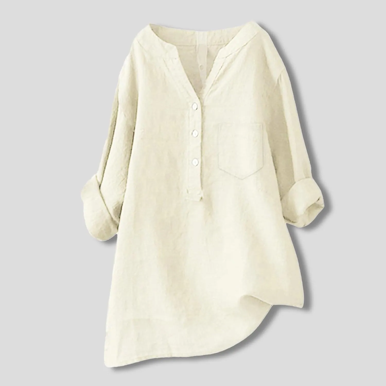 ZWRXW Womens Cotton Linen Shirts 3/4 Sleeve V Neck Tshirts Solid Color Comfy Tops Summer Casual Dressy Tunic Top Blouses